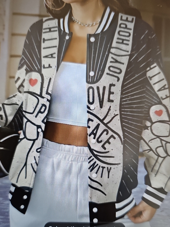 Jackets & Blazers - New 2XL Bomber Jacket Lightweight Positive Statement Love Hope Joy Unique